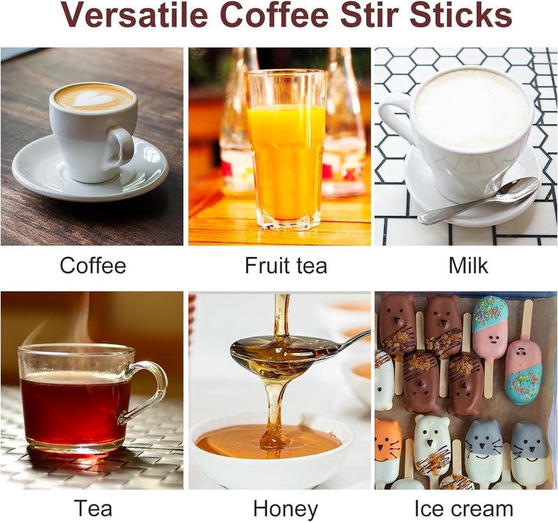 YANPROG Wooden Coffee Stirrers 5.5" Coffee Stir Sticks 1000 Pcs, Natural Birch Round End Thick Birch Wood Eco-Friendly， Suitable for Coffee, Cocktail and Hot Drinks - Image 5